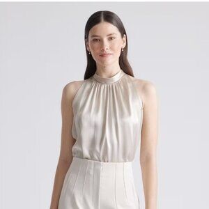 Quince Silk Halter Top in Champagne